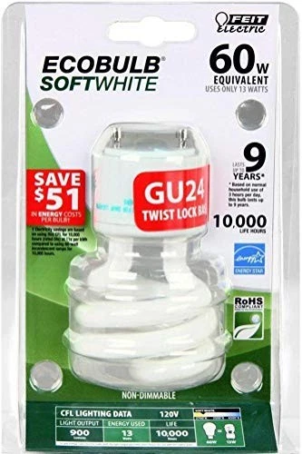 Feit Electric BPESL13T/GU24 60-Watt Equivalent GU24 CFL Bulb - Image 2 of 2