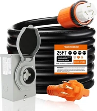 Finderomend 25 ft 50 Amp Generator Cord and Power Inlet Box Combo Kit,125/250 Vo
