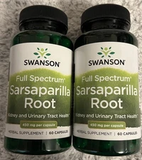 120 Caps Sarsaparilla Root 450 mg  Skin, Kidney, Urinary Tract Health + Bonus