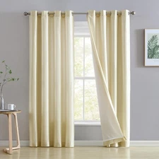 Jefferson Faux Silk Semi Sheer Light Filtering Microfiber Lined Grommet Light...