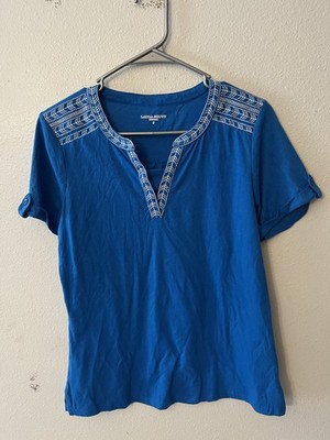 Laura Scott Womens Size Small Blue Top  T Shirt Cotton Short Sleeve Tee