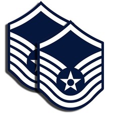 Paquete de 2 calcomanías militares adhesivas sargento maestro rango fuerza aérea de 3" de alto