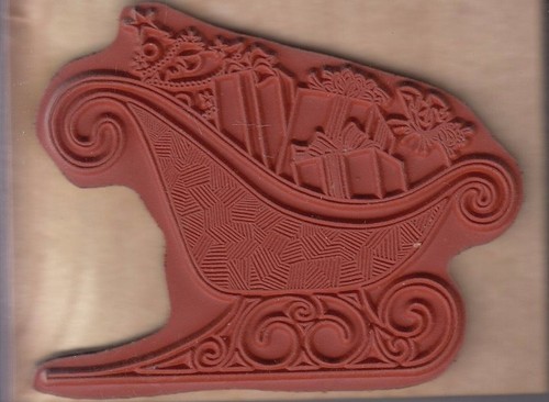 gifted sled eureka Wood Mounted Rubber Stamp 4 x 3" Free Shipping - Picture 2 of 2