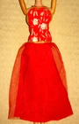 VINTAGE BARBIE KMART EXCLUSIVE GOLD & RED BROCADE SHEER DRESS GOWN RARE!