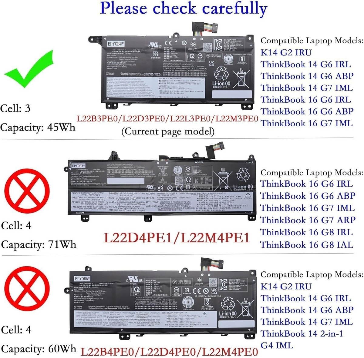 New 11.52V 45Wh Battery for Lenovo ThinkBook 16 G7 ARP 21MW 16 G7