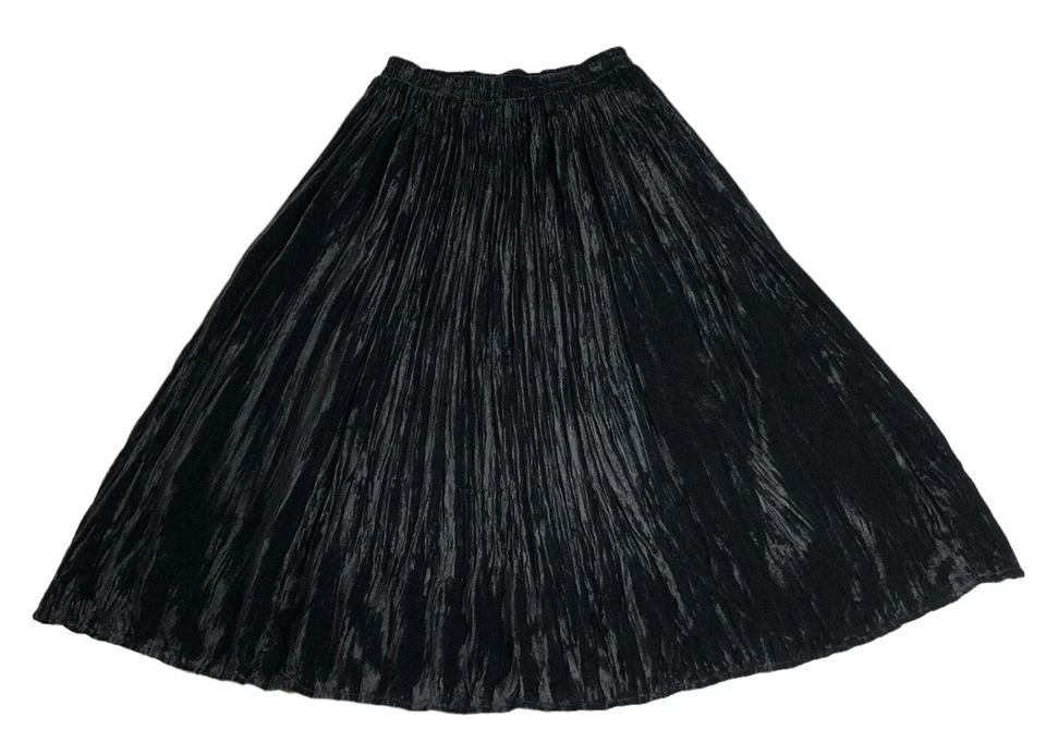 Falda vintage Coldwater Creek para mujer S P negra terciopelo midi caprichoso Y2K años 90 Foto 2 de 4