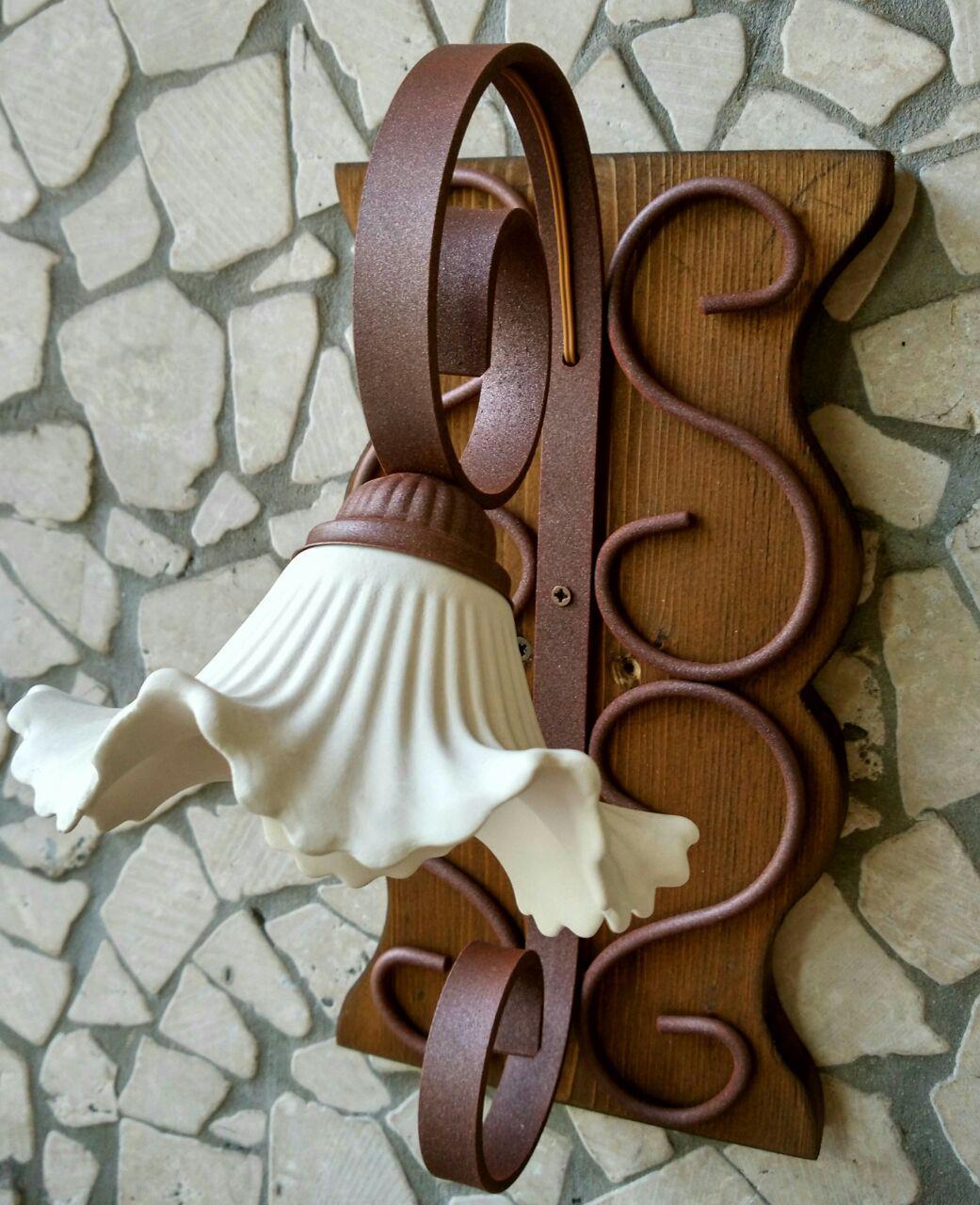 LAMPADA PARETE APPLIQUE RUSTICO COUNTRY SALONE TAVERNETTA INTERNI TERRACOTTA