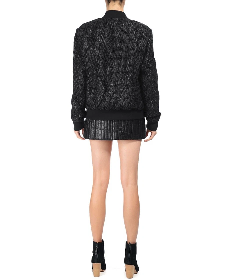 Rag & Bone Black Boucle Leather BASTION Baseball JACKET BNWT UK 10 £850 - Image 4 of 4