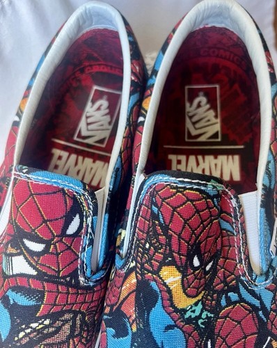 Vans Marvel Spiderman Classic Slip On Shoes (RARE) Mens Superhero Size 12 - Picture 3 of 9