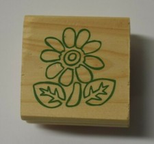 New Flower Daisy Wood Mount Rubber Stamp Greenbrier 1.5" x 1.5"