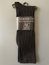 American Executive Collection Men s Trouser Socks Sz10-13 Black Ribbed 80 Cotton