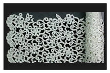 Unotrim 51" White Handsewn Beading Cording Hand Cut Out Detail Embroidery Fabric