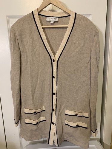 Knit Button Tan Cardigan Sweater Hole 