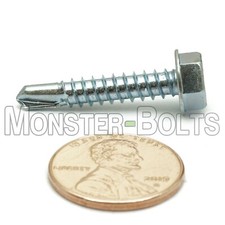  10 x 1" Tek HWH Hex Washer Head Unslot, Zinc Sheet Metal Self-Drilling Screws