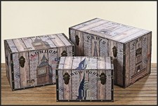 TRUHE 3 St. "METROPOLEN" multicolor Vintage Henkel Box Aufbewahrung *NEU*