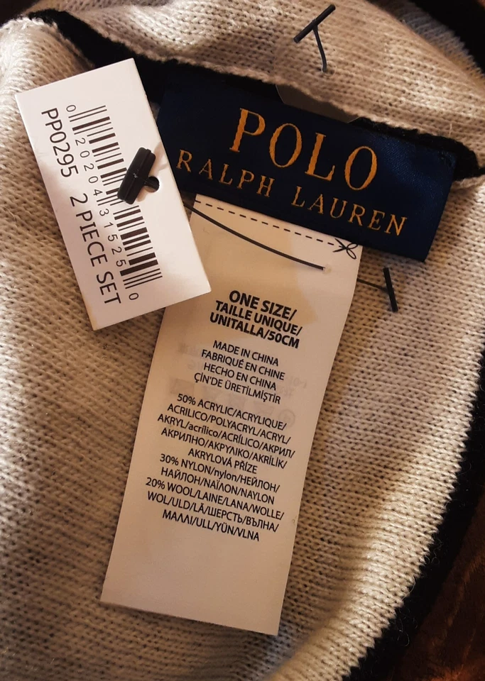 NWT Polo Ralph Lauren Men's 2 Piece Set Hat & Scarf in Black Great Gift! - Image 4 of 4