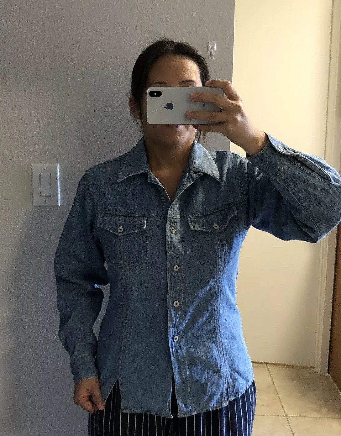 Vintage Milk Bar Club Japan Blue Denim Jean Shirt W… Gem