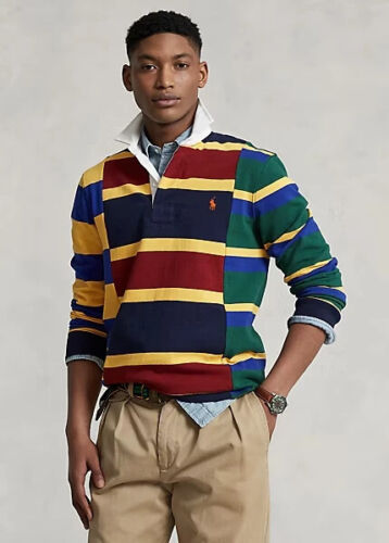 MEN'S SZ XL RALPH LAUREN POLO CLASSIC FIT RUGBY SHIRT STRIPED color Block