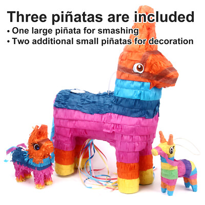 21'' Large Mexican Donkey Pinata For Cinco de Mayo 3 Pack Pinatas For Birthday