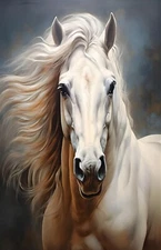 "white horse "     Canvas Wall Art Picture Print