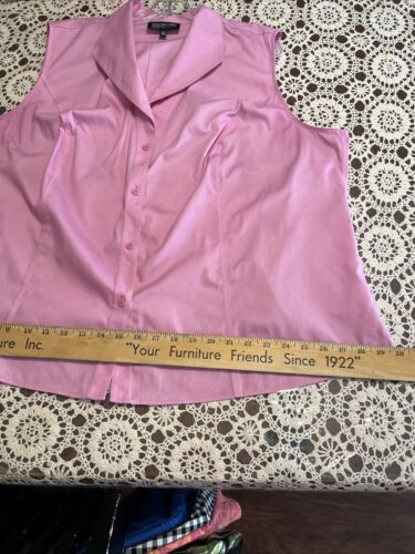 Jones New York collection platinum Plus sz 16W sleeveless blouse non iron Fr Blu - Picture 4 of 9