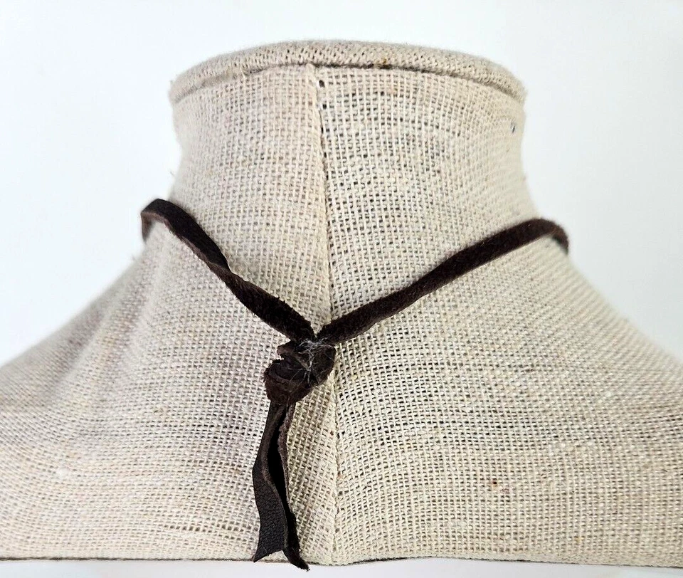 Collar colgante de piedras preciosas de jaspe de madera natural Ehnic correa de cuero 19 pulgadas L Foto 3 de 4