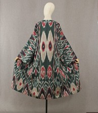 Uzbek Ikat Chapan Robe Handmade Boho Kimono Kaftan Cotton Belted OOAK Jacket