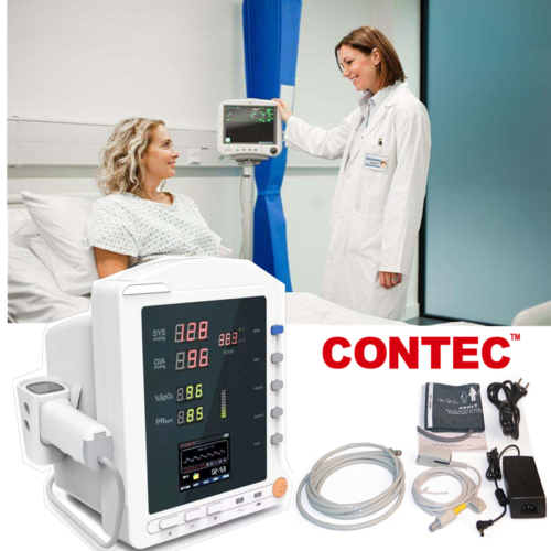 CONTEC tragbarer Multiparameter Vitalzeichen Intensivstation Patientenmonitor Neu im Karton SpO2 PR TEMP - Bild 1 von 10