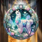 Charming Alpaca Llama Suncatcher Stained Glass Effect Hanging Decor Gift