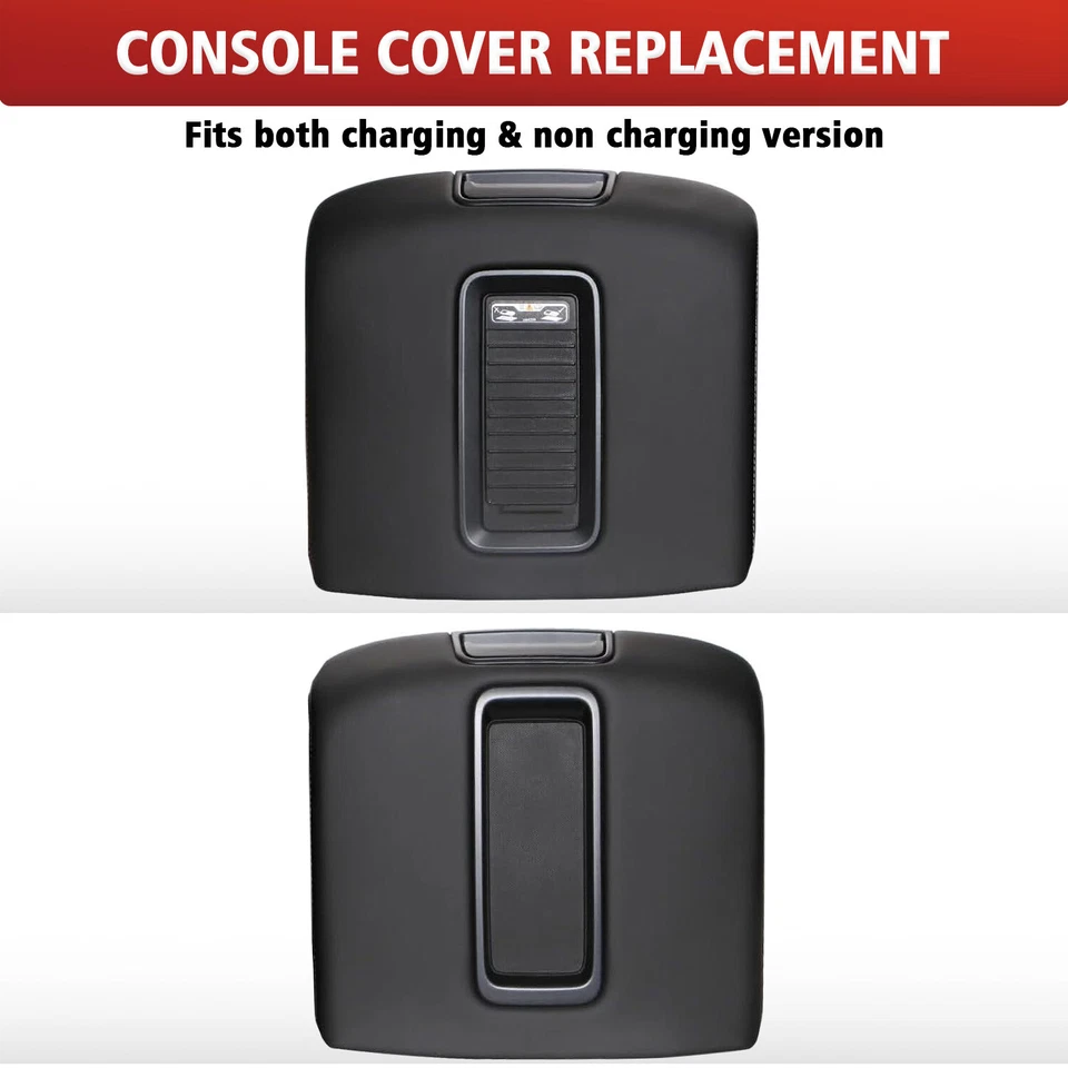 Compatível com 2014 2015 2016-2018 GMC Sierra 1500 console tampa apoio de braço capa de vinil preta - Imagem 3 de 4