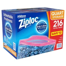 Ziploc Storage Quart Bags with Grip 'n Seal Technology (216 ct.) *FREE Shipping*