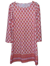 Cabana Life 50+ UV Protection Orange  3/4 Sleeve Shift Dress Size L