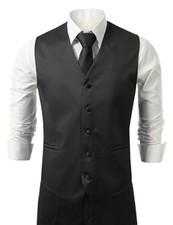 Men's Black Tuxedo Vest Set 4 Pieces, Vest, Bow-Tie, Hanky, and Regular Tie