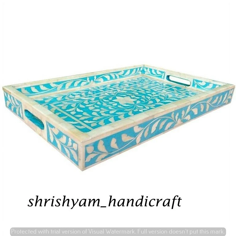 Vintage Bone Inlay Tray - Antique Style - Mother of Pearl Vanity Handmade Trays - Image 2 of 4