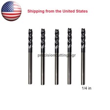 5PCS 4-Flute 1/4" x 3/4" x 2-1/2" Solid Carbide End Mills - AlTiN Coated CNC Bit