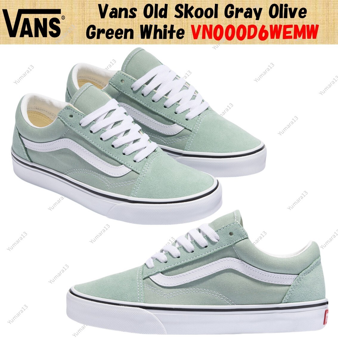 国内配送 VANS OLD SKOOL GREEN/WHITE Vans Old Skool Low Tops Casual Skateboarding Shoes Unisex