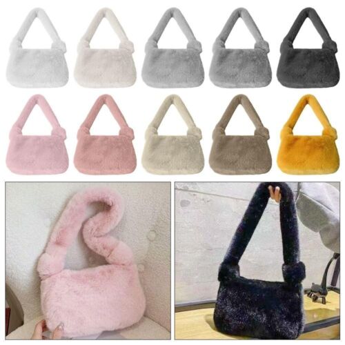Large Capacity Shoulder Bag Plush Tote Bag Casual Underarm Bag  Women Girls - Picture 1 of 22