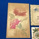 Antique Lot of (7) Birthday Post Cards “Heavy Embossed” Gold Shoe Floral Glitter — photo 3