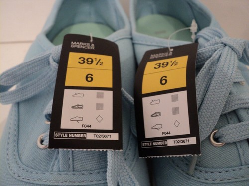 MARKS & SPENCER M&S INDIGO COLLECTION Light Blue Canvas Lace Up Shoes Size 6 - Picture 2 of 16