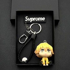 Demon Slayer Agatsuma Zenitsu Keychain Cute Keyring Car Key Pendant Anime Gifts