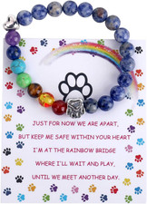 Pet Memorial Gifts, Rainbow Bridge Bracelet for Beloved Dog Cat, 8MM Mixed Color