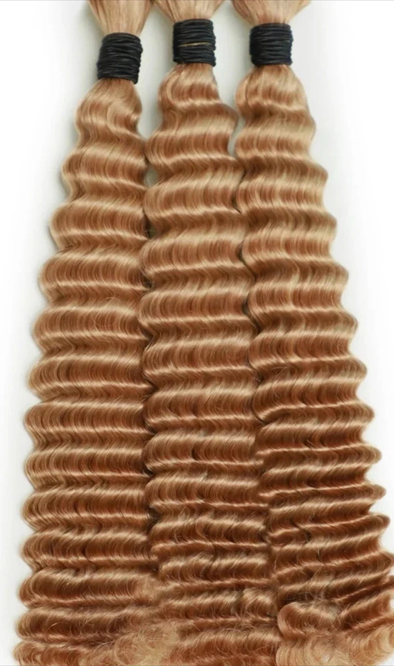 Trenzado de cabello humano de onda profunda de 18 pulgadas a granel # 27 Foto 2 de 4