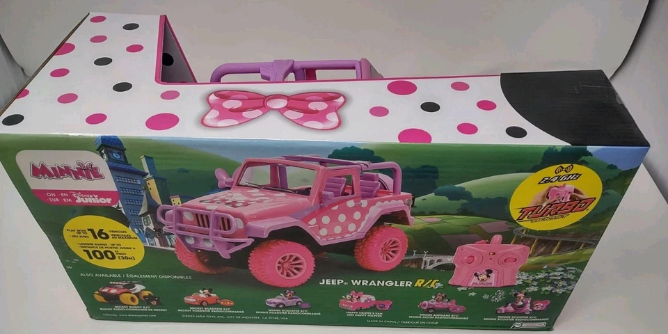 Disney Jr. 1:16 Minnie Mouse Jeep Wrangler RC Car 2.4 GHz Pink New - Image 2 of 4