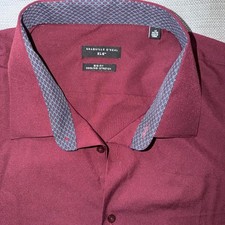 Shaquille Oneal Mens 19 34/35 Big Fit Burgundy Button Down Shirt XL