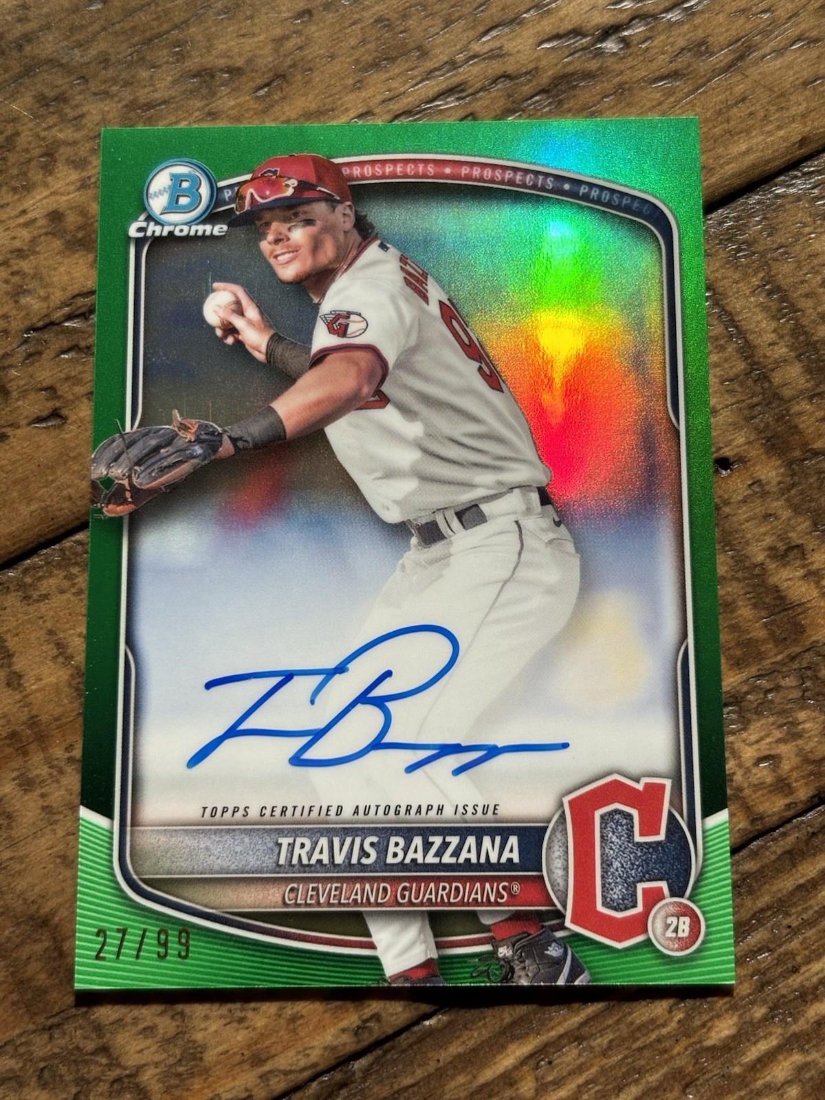 Travis Bazzana 2025 Bowman Chrome True Green Refractor Auto /99 CPA-TB Guardians
