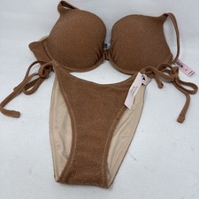 Victoria Secret Swim Bikini Set Shine Glitter Sparkle Top 36 C Bottom M NWT