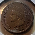 1886 Indian Head Cent 1c Philadelphia Mint US coin (63e-13377/RBW) VAR - 1