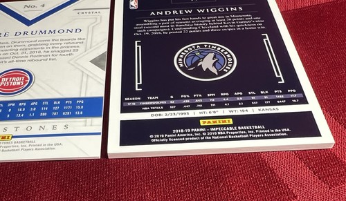 2018-19 Andrew Wiggins Impeccable 01/49 2019 Cornerstones Andre Drummond 14/79 - Picture 9 of 9
