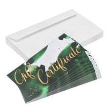 20Pcs 6.7 x 3.3"Blank Gift-Certificate for Business with Envelopes, Dark Green