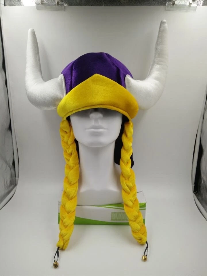 THE FAN CLUB Minnesota Vikings Helga Hat Football Fan Viking Head Gear with Horns and Braids